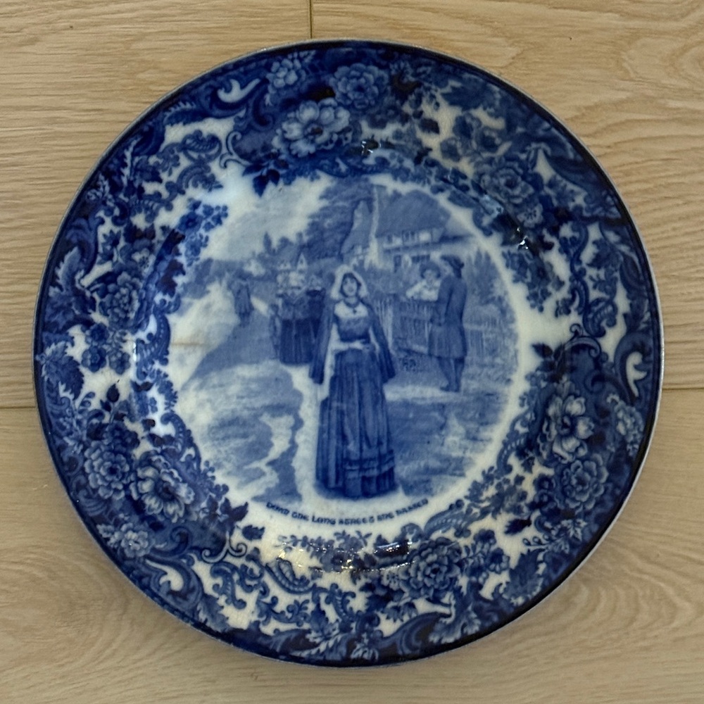 Antique Wedgwood Flow Blue Longfellow Series transferware plate
